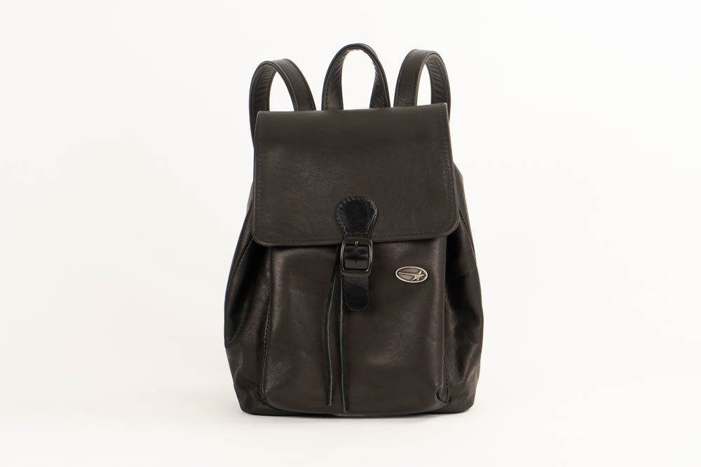 Black leather backpack purse